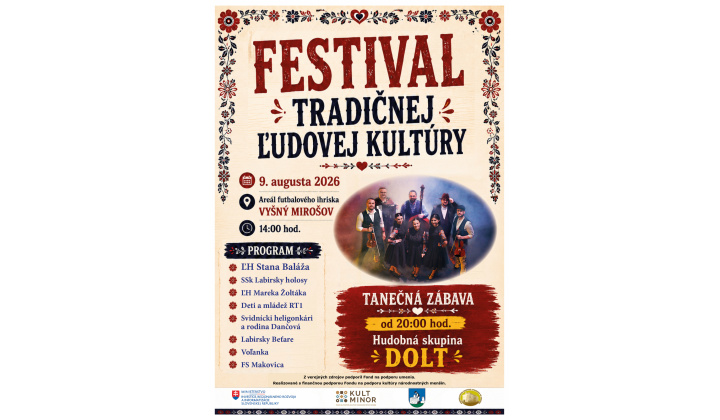 Fotka pre článok Festival tradičnej ľudovej kultúry - 09.08.2026
