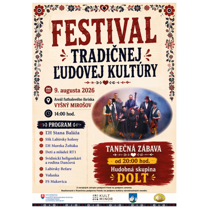 Menšia fotka pre článok Festival tradičnej ľudovej kultúry - 09.08.2026